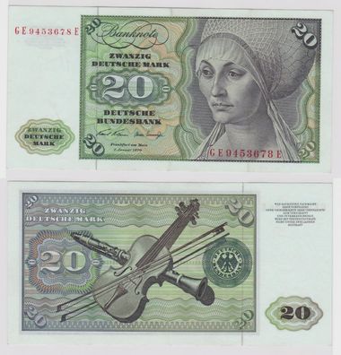T148661 Banknote 20 DM Deutsche Mark Ro. 271b Schein 2. Jan. 1970 KN GE 9453678 E
