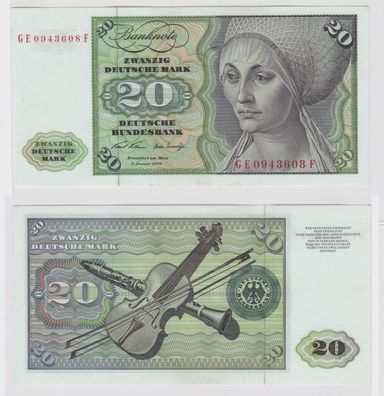 T146883 Banknote 20 DM Deutsche Mark Ro. 271b Schein 2. Jan. 1970 KN GE 0943608 F