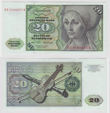 T147251 Banknote 20 DM Deutsche Mark Ro. 271b Schein 2. Jan. 1970 KN GE 3160437 K