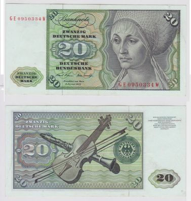 T147767 Banknote 20 DM Deutsche Mark Ro. 271b Schein 2. Jan. 1970 KN GE 0950334 W