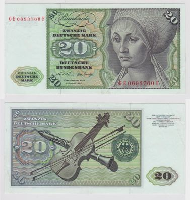 T147635 Banknote 20 DM Deutsche Mark Ro. 271b Schein 2. Jan. 1970 KN GE 0693760 F