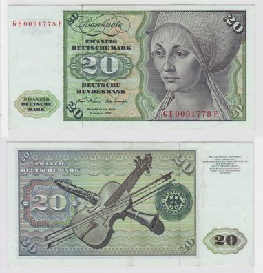 T147986 Banknote 20 DM Deutsche Mark Ro. 271b Schein 2. Jan. 1970 KN GE 0091778 F