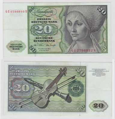 T148113 Banknote 20 DM Deutsche Mark Ro. 271b Schein 2. Jan. 1970 KN GE 2796032 N