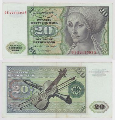 T148119 Banknote 20 DM Deutsche Mark Ro. 271b Schein 2. Jan. 1970 KN GE 2243593 N