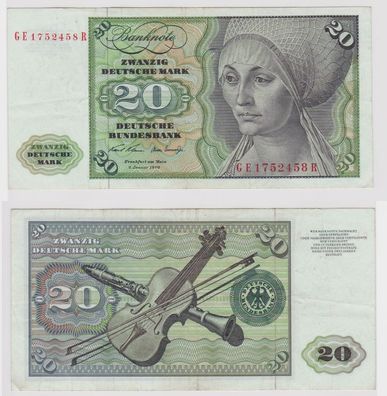 T115145 Banknote 20 DM Deutsche Mark Ro. 271b Schein 2. Jan. 1970 KN GE 1752458 R