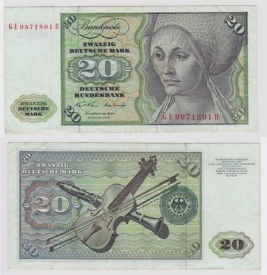 T112632 Banknote 20 DM Deutsche Mark Ro. 271b Schein 2. Jan. 1970 KN GE 9871801 B