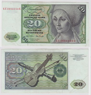 T110740 Banknote 20 DM Deutsche Mark Ro. 271b Schein 2. Jan. 1970 KN GE 2684154 G