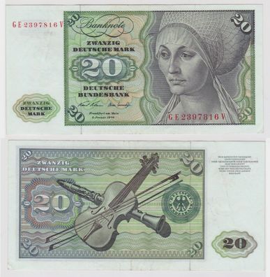 T138134 Banknote 20 DM Deutsche Mark Ro. 271b Schein 2. Jan. 1970 KN GE 2397816 V