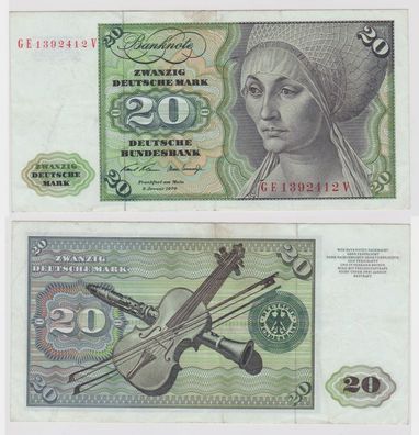 T133454 Banknote 20 DM Deutsche Mark Ro. 271b Schein 2. Jan. 1970 KN GE 1392412 V
