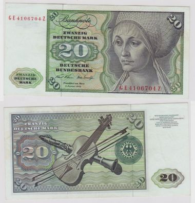 T148435 Banknote 20 DM Deutsche Mark Ro. 271b Schein 2. Jan. 1970 KN GE 4106704 Z