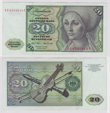 T148679 Banknote 20 DM Deutsche Mark Ro. 271b Schein 2. Jan. 1970 KN GE 6588812 T
