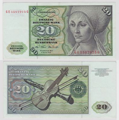 T148653 Banknote 20 DM Deutsche Mark Ro. 271b Schein 2. Jan. 1970 KN GE 5587975 G