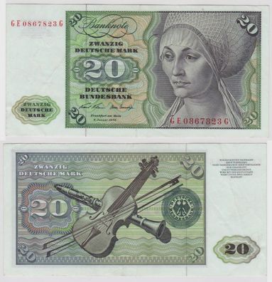 T148573 Banknote 20 DM Deutsche Mark Ro. 271b Schein 2. Jan. 1970 KN GE 0867823 G