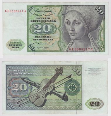 T146919 Banknote 20 DM Deutsche Mark Ro. 271b Schein 2. Jan. 1970 KN GE 3565217 A