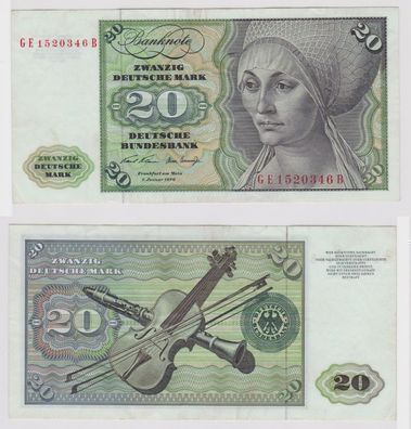 T147757 Banknote 20 DM Deutsche Mark Ro. 271b Schein 2. Jan. 1970 KN GE 1520346 B