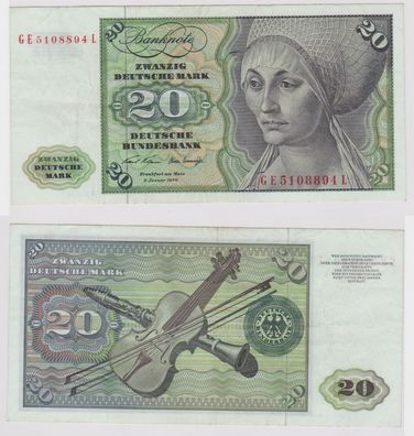 T148098 Banknote 20 DM Deutsche Mark Ro. 271b Schein 2. Jan. 1970 KN GE 5108894 L