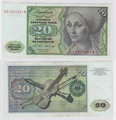 T148002 Banknote 20 DM Deutsche Mark Ro. 271b Schein 2. Jan. 1970 KN GE 7977487 M