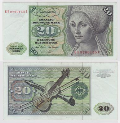 T147854 Banknote 20 DM Deutsche Mark Ro. 271b Schein 2. Jan. 1970 KN GE 9700155 C