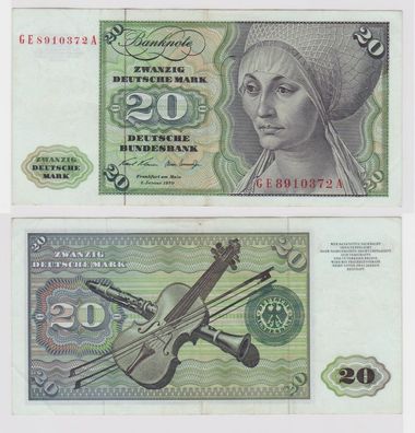 T147879 Banknote 20 DM Deutsche Mark Ro. 271b Schein 2. Jan. 1970 KN GE 8910372 A
