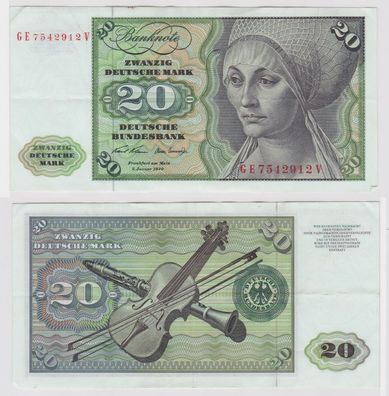 T147954 Banknote 20 DM Deutsche Mark Ro. 271b Schein 2. Jan. 1970 KN GE 7542912 V