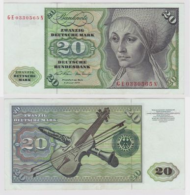 T148010 Banknote 20 DM Deutsche Mark Ro. 271b Schein 2. Jan. 1970 KN GE 0330565 N