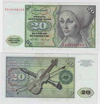 T147639 Banknote 20 DM Deutsche Mark Ro. 271b Schein 2. Jan. 1970 KN GE 0919573 G
