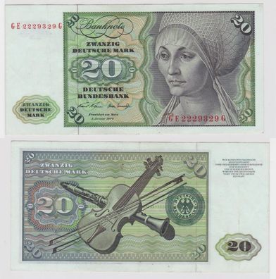 T114014 Banknote 20 DM Deutsche Mark Ro. 271b Schein 2. Jan. 1970 KN GE 2229329 G