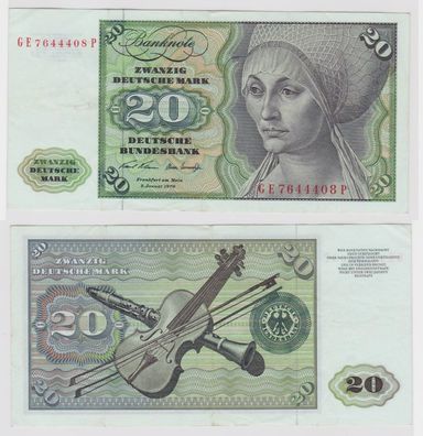 T116501 Banknote 20 DM Deutsche Mark Ro. 271b Schein 2. Jan. 1970 KN GE 7644408 P
