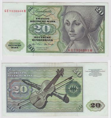 T148344 Banknote 20 DM Deutsche Mark Ro. 271b Schein 2. Jan. 1970 KN GE 7326803 M