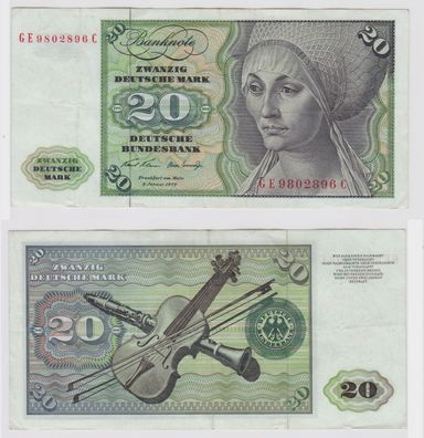 T148342 Banknote 20 DM Deutsche Mark Ro. 271b Schein 2. Jan. 1970 KN GE 9802896 C