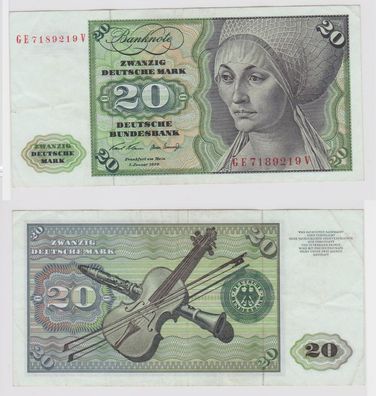 T147660 Banknote 20 DM Deutsche Mark Ro. 271b Schein 2. Jan. 1970 KN GE 7189219 V