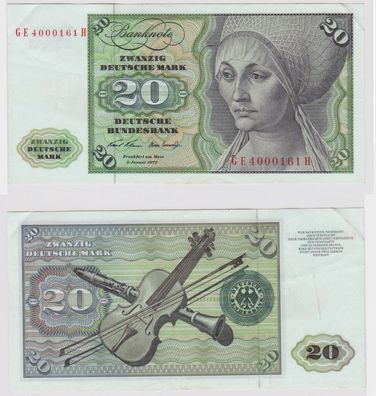 T147601 Banknote 20 DM Deutsche Mark Ro. 271b Schein 2. Jan. 1970 KN GE 4000161 H