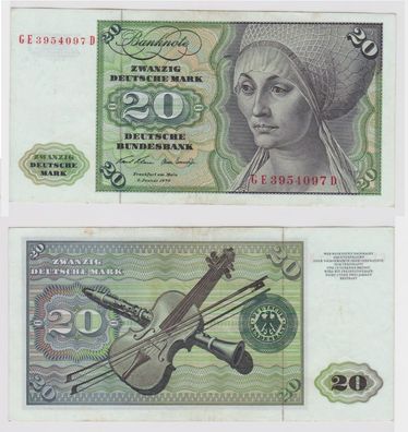 T147643 Banknote 20 DM Deutsche Mark Ro. 271b Schein 2. Jan. 1970 KN GE 3954097 D