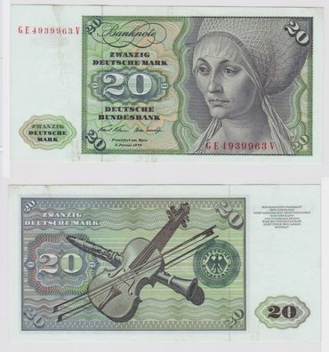 T147826 Banknote 20 DM Deutsche Mark Ro. 271b Schein 2. Jan. 1970 KN GE 4939963 V