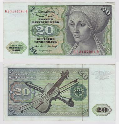 T148277 Banknote 20 DM Deutsche Mark Ro. 271b Schein 2. Jan. 1970 KN GE 3157061 B