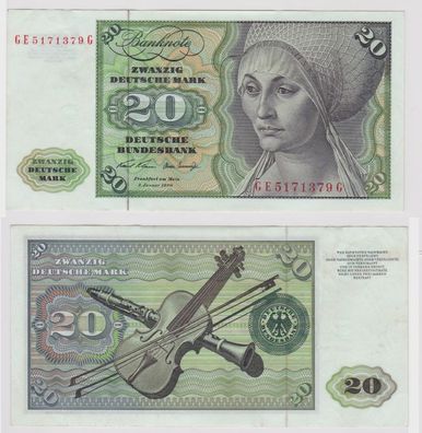 T147881 Banknote 20 DM Deutsche Mark Ro. 271b Schein 2. Jan. 1970 KN GE 5171379 G