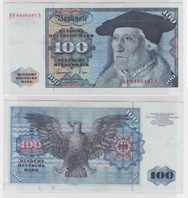 T144549 Banknote 100 DM Deutsche Mark Ro 278a Schein 1. Juni 1977 KN NG 0498497 A