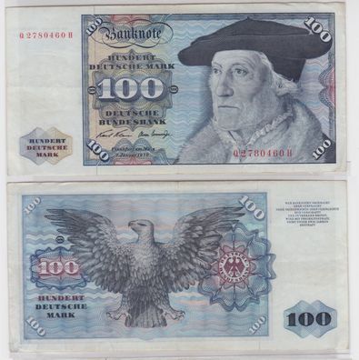 T144754 Banknote 100 DM Deutsche Mark Ro. 273a Schein 2. Jan. 1970 KN Q 2780460 H
