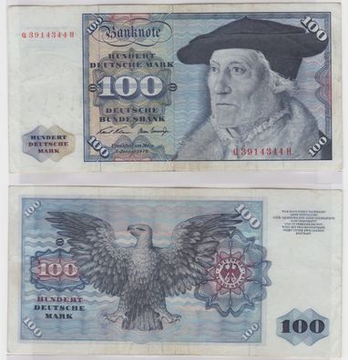 T146191 Banknote 100 DM Deutsche Mark Ro. 273a Schein 2. Jan. 1970 KN Q 3914344 H