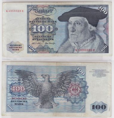 T146334 Banknote 100 DM Deutsche Mark Ro. 273a Schein 2. Jan. 1970 KN Q 4380520 D