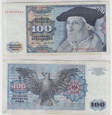 T147173 Banknote 100 DM Deutsche Mark Ro 273a Schein 2. Jan. 1970 KN NA 3086584 Q
