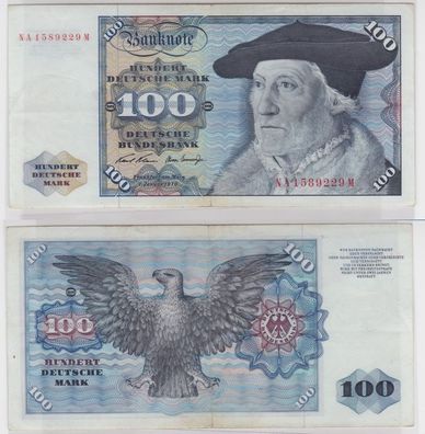 T147177 Banknote 100 DM Deutsche Mark Ro 273a Schein 2. Jan. 1970 KN NA 1589229 M