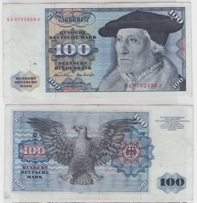T147278 Banknote 100 DM Deutsche Mark Ro 273a Schein 2. Jan. 1970 KN NA 9782459 J