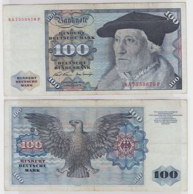 T147279 Banknote 100 DM Deutsche Mark Ro 273a Schein 2. Jan. 1970 KN NA 7550879 P