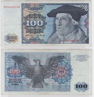 T147151 Banknote 100 DM Deutsche Mark Ro. 273b Schein 2. Jan 1970 KN NE 5219214 W