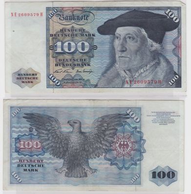 T146409 Banknote 100 DM Deutsche Mark Ro. 273b Schein 2. Jan 1970 KN NE 2609579 H