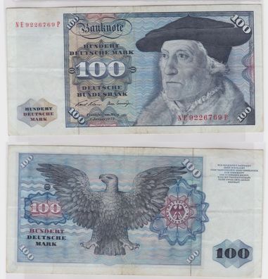 T147183 Banknote 100 DM Deutsche Mark Ro. 273b Schein 2. Jan 1970 KN NE 9226769 P