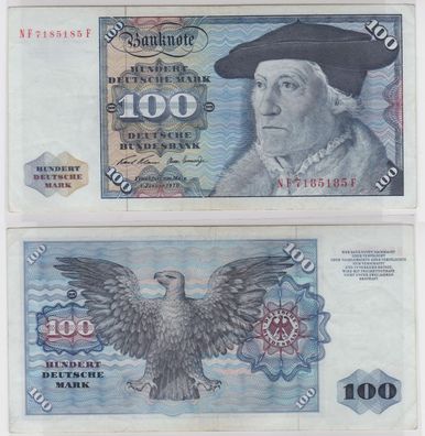 T147198 Banknote 100 DM Deutsche Mark Ro. 273b Schein 2. Jan 1970 KN NF 7185185 F