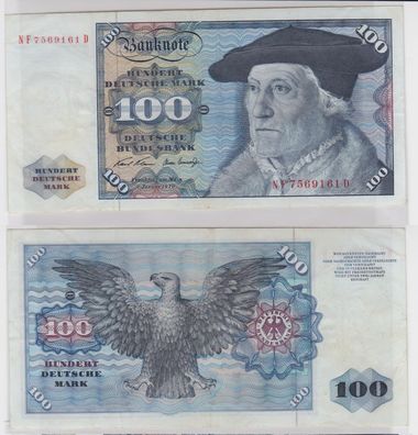 T146347 Banknote 100 DM Deutsche Mark Ro. 273b Schein 2. Jan 1970 KN NF 7569161 D