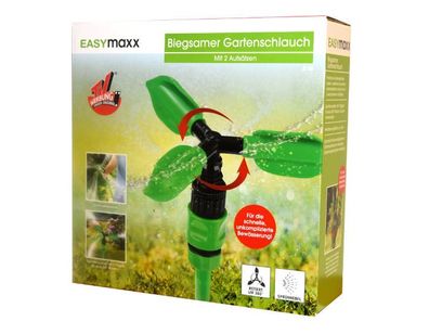 Gartensprinkler mit Flexi-Schlauch 2m EASYmaxx 360&deg; Rasensprenger NEU